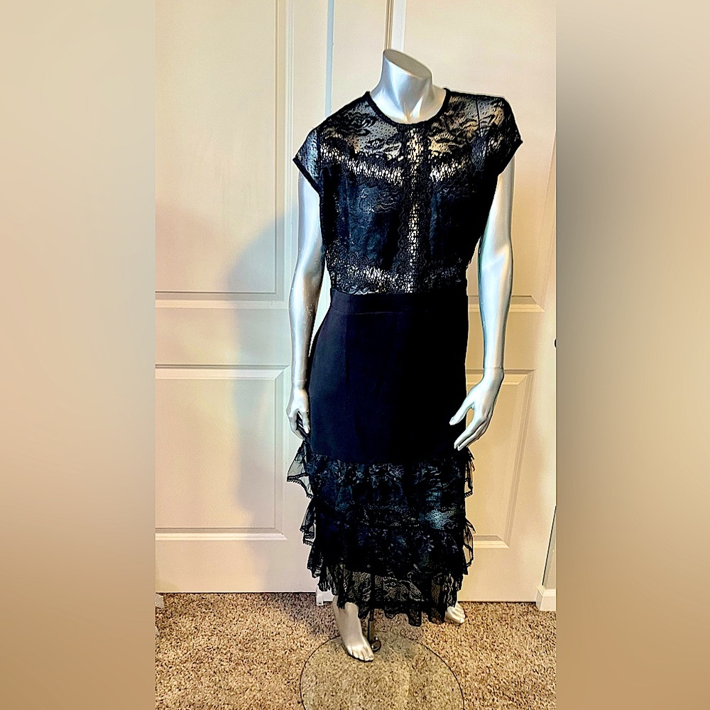 Sexy elegant black dress fashion nova red attention lace midi dress1x
